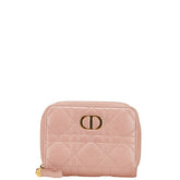 ディオール ディオール カロ カナージュ スカーレット ウォレット 二つ折り財布 ピンク レザー レディース Dior 【中古】